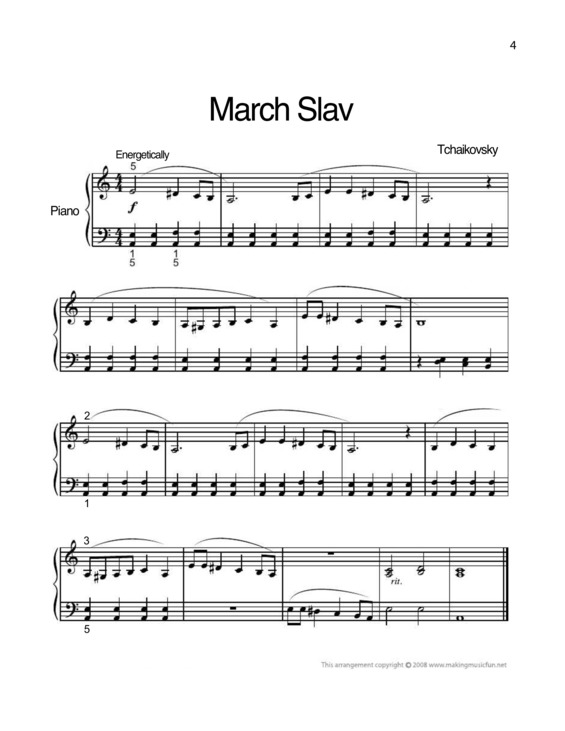 Partitura da música March Slav