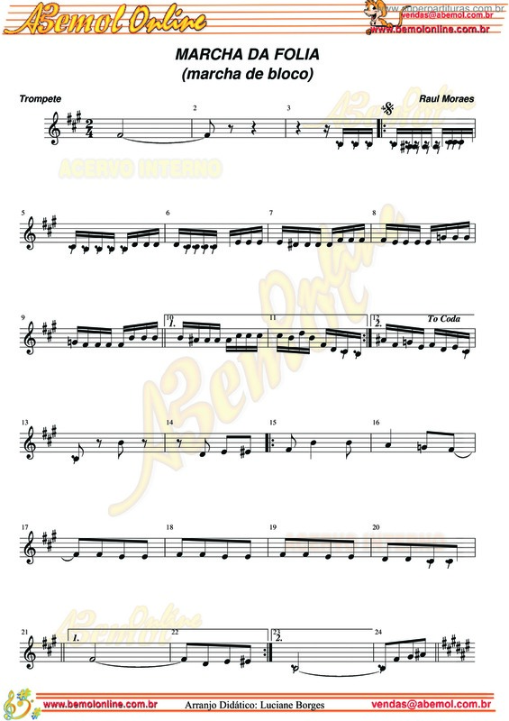 Partitura da música Marcha Da Folia v.2