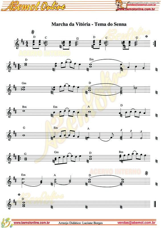 Partitura da música Marcha Da Vitória - Tema Do Senna