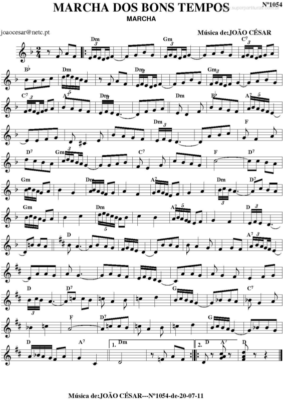 Partitura da música Marcha dos Bons Tempos