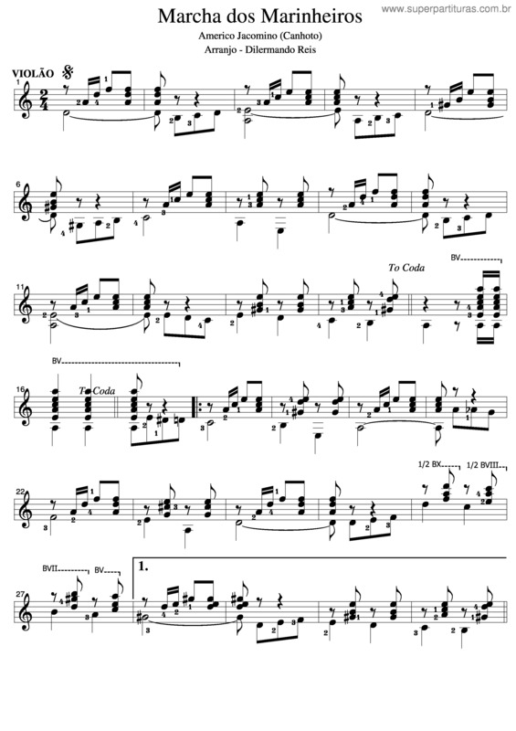 Partitura da música Marcha Dos Marinheiros v.3