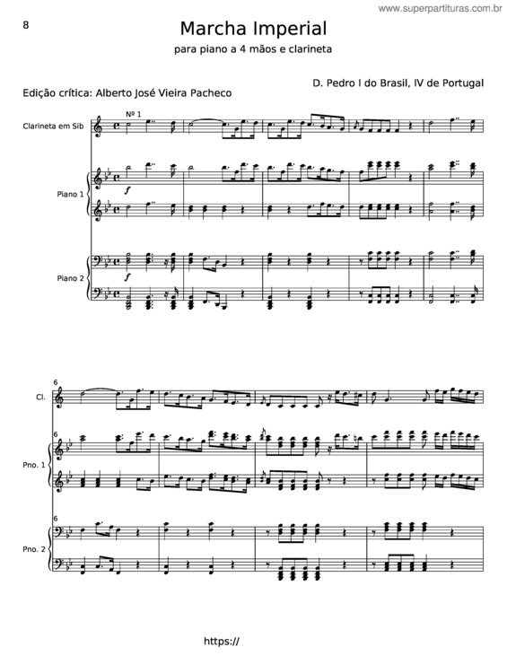 Partitura da música Marcha Imperial – Dom Pedro I