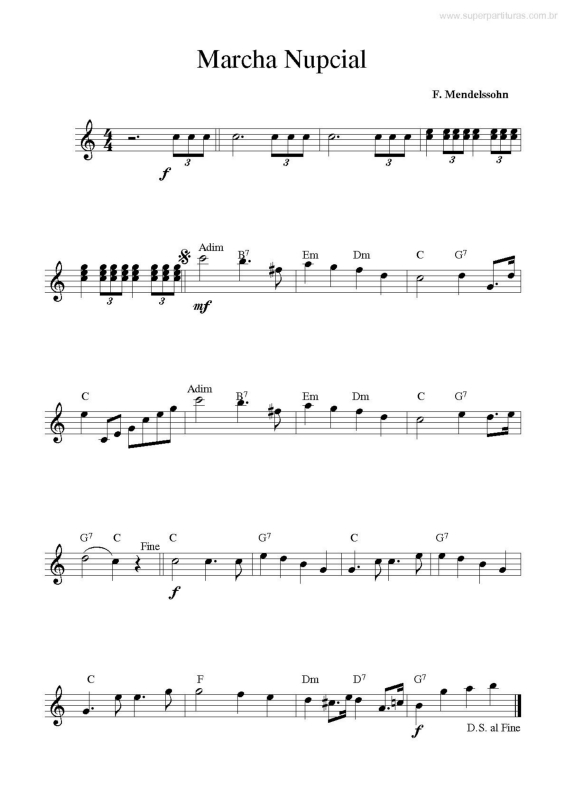 Partitura da música Marcha Nupcial v.3