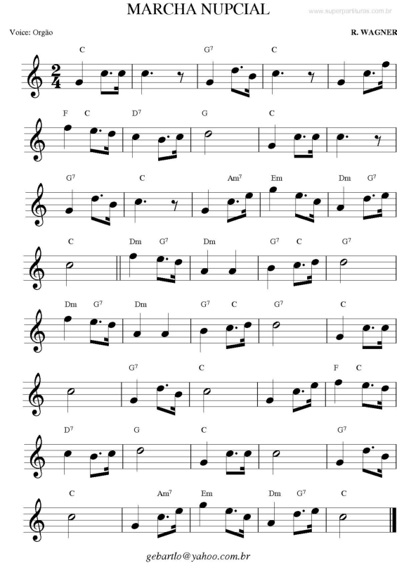 Partitura da música Marcha Nupcial v.4