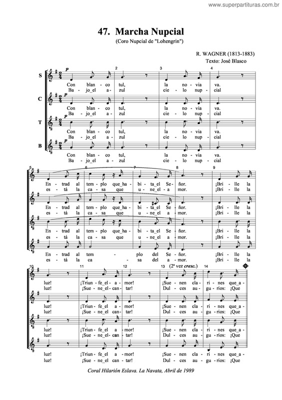 Partitura da música Marcha Nupcial v.5