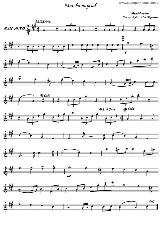 Partitura da música Marcha Nupcial v.9