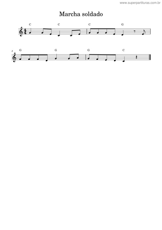 Partitura da música Marcha Soldado – Música Popular Tradicional Brasileira Marcha Soldado v.3