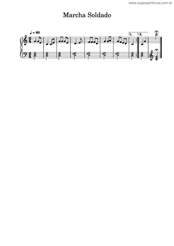 Partitura da música Marcha Soldado – Música Popular Tradicional Brasileira v.2