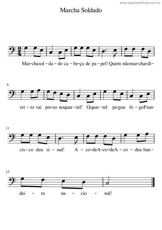 Partitura da música Marcha Soldado – Música Popular Tradicional Brasileira v.4