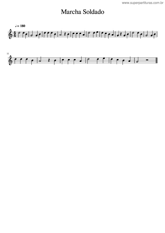 Partitura da música Marcha Soldado 1