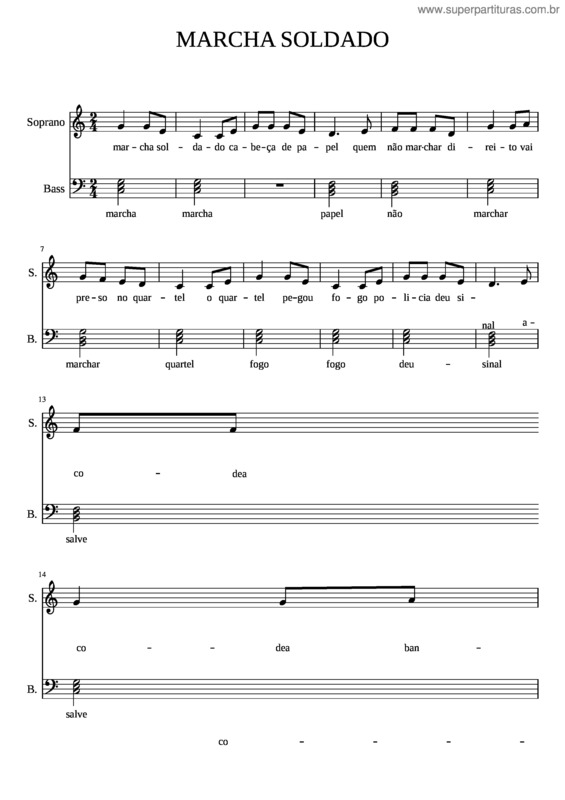 Partitura da música Marcha Soldado Fran v.2