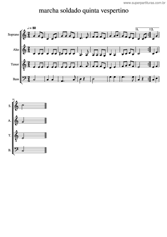 Partitura da música Marcha Soldado Quinta Vespertino 2