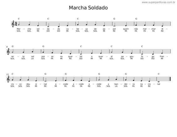 Partitura da música Marcha Soldado v.13