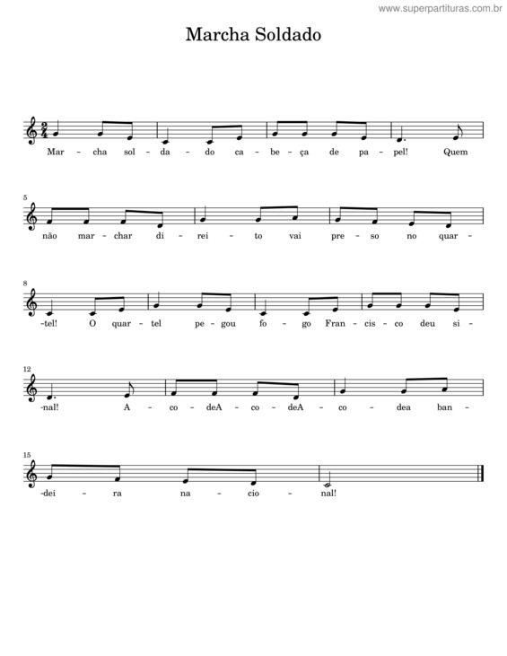 Partitura da música Marcha Soldado v.15