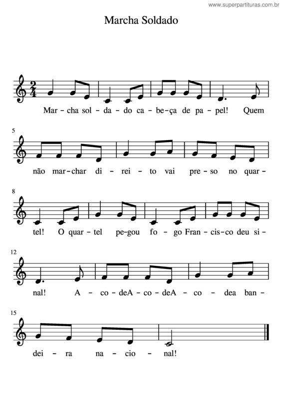 Partitura da música Marcha Soldado v.4