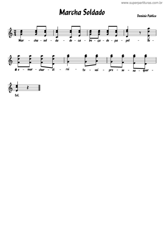 Partitura da música Marcha Soldado v.5