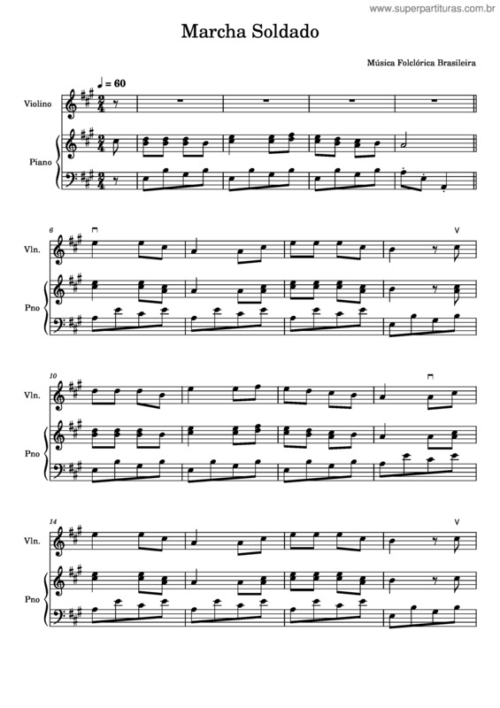 Partitura da música Marcha Soldado v.6