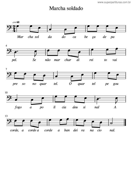 Partitura da música Marcha Soldado v.7