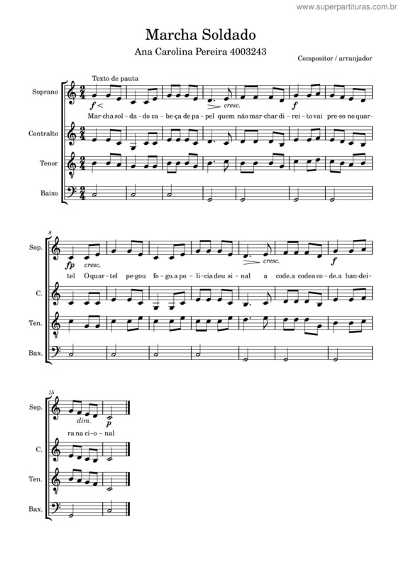 Partitura da música Marcha Soldado v.9