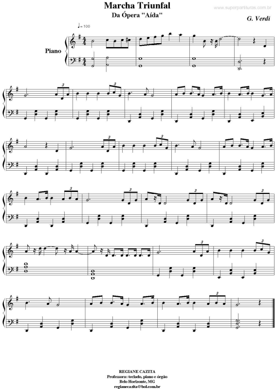 Partitura da música Marcha Triunfal (Aída)