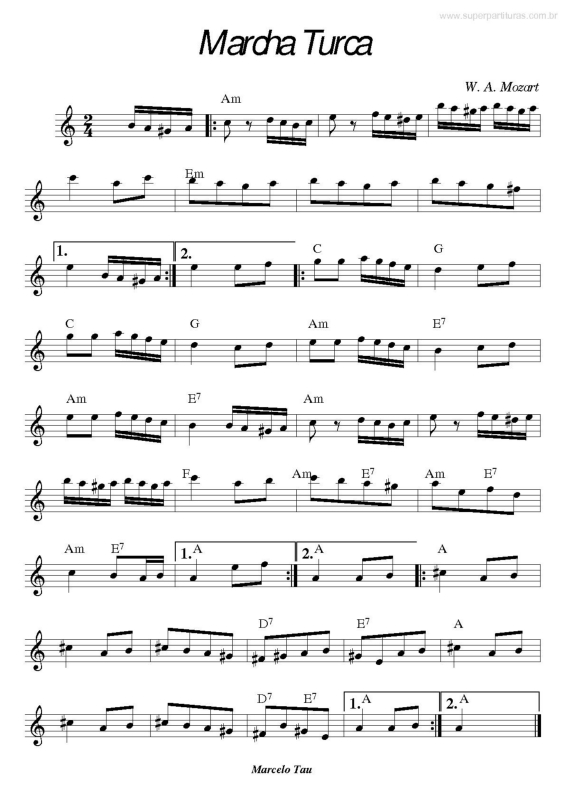 Partitura da música Marcha Turca v.3