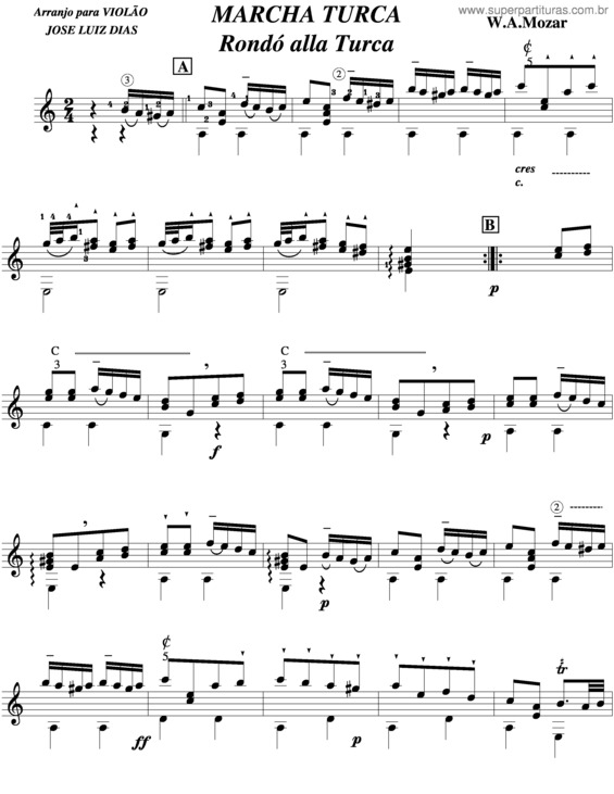 Partitura da música Marcha Turca v.6
