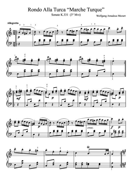 Partitura da música Marcha Turca v.8