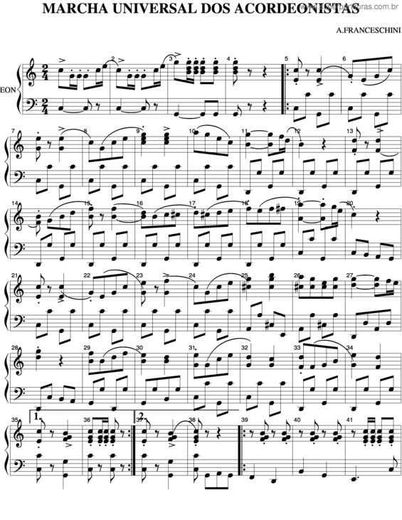 Partitura da música Marcha Universal Dos Acordeonistas v.2