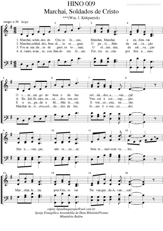 Partitura da música Marchai, Soldados de Cristo