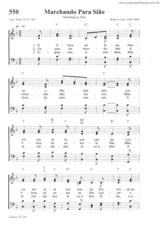 Partitura da música Marchando Para Sião