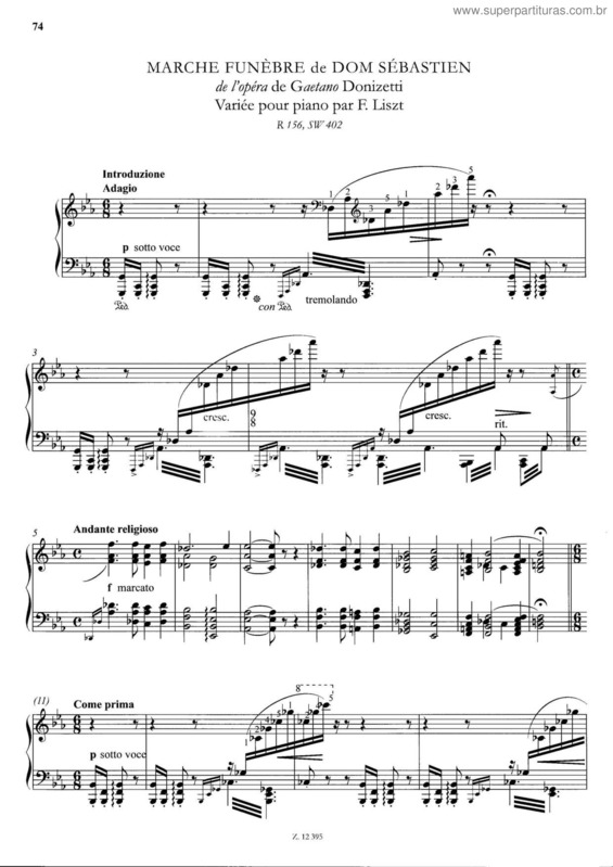 Partitura da música Marche funèbre de Dom Sébastien