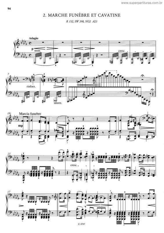 Partitura da música Marche Funebre et Cavatine de Lucie de Lammermoor