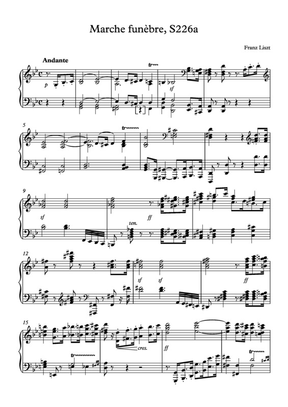 Partitura da música Marche Funèbre S.226a