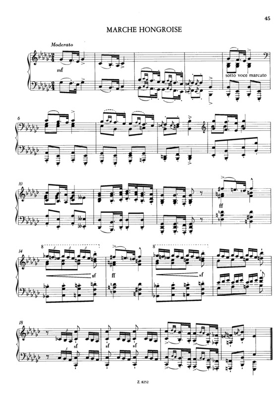 Partitura da música Marche Hongroise S.233b