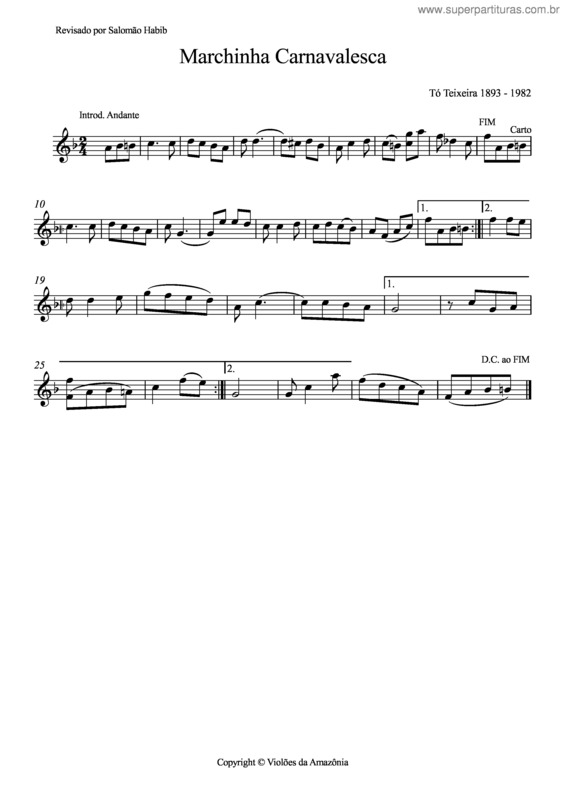 Partitura da música Marchinha carnavalesca