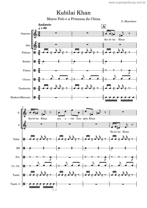 Partitura da música Marco Polo And The Princess Of China – Giacomo Meyerbeer Kubilai Khan