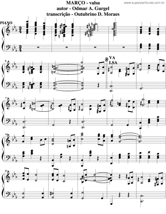 Partitura da música Março