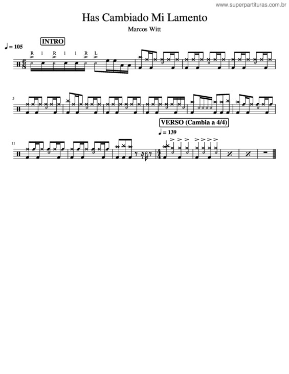 Partitura da música Marcos Witt – Has Cambiado Mi Lamento