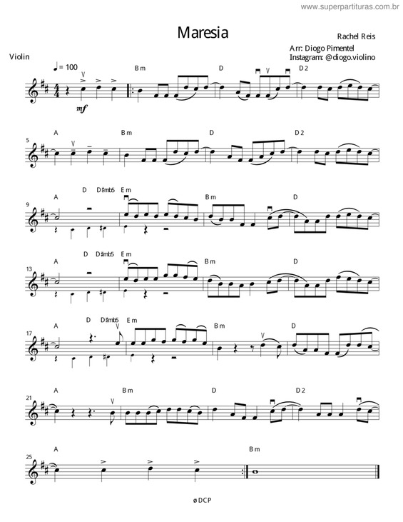 Partitura da música Maresia