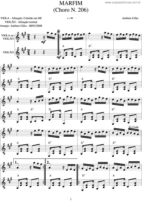 Partitura da música Marfim