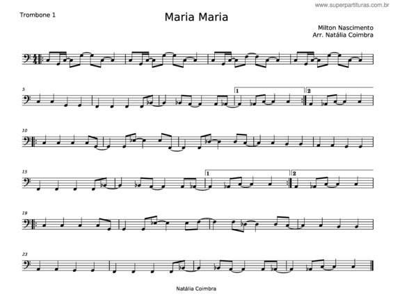 Partitura da música Maria, Maria – Milton Nascimento