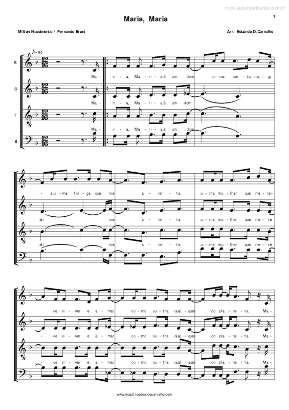 Partitura da música Maria, Maria v.2