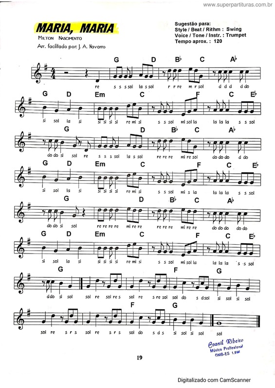Partitura da música Maria, Maria v.4