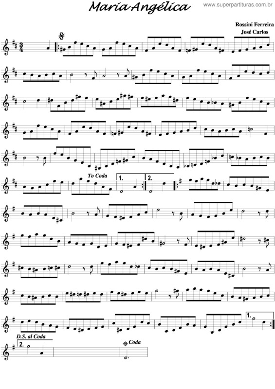 Partitura da música Maria Angélica