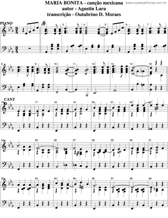 Partitura da música Maria Bonita v.2