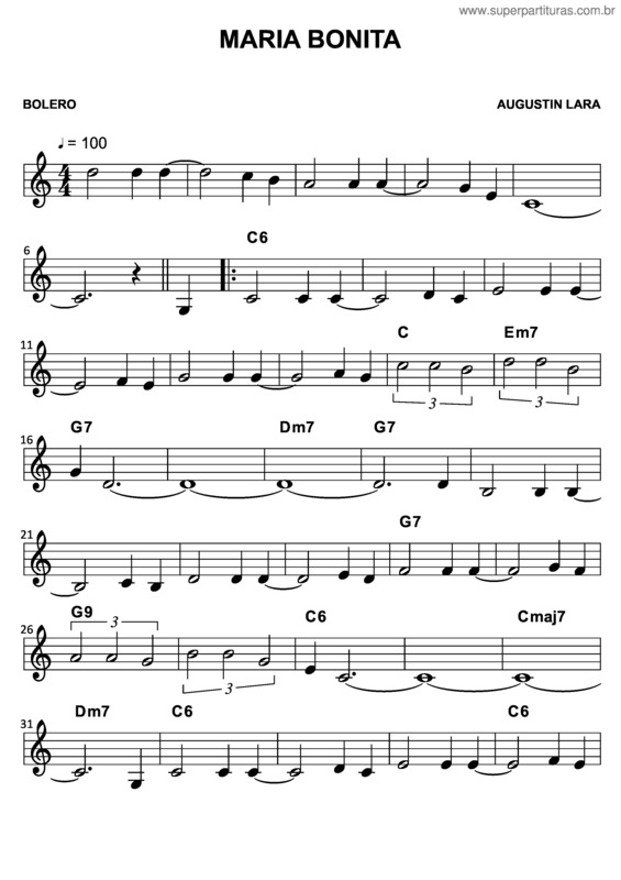 Partitura da música Maria Bonita v.3