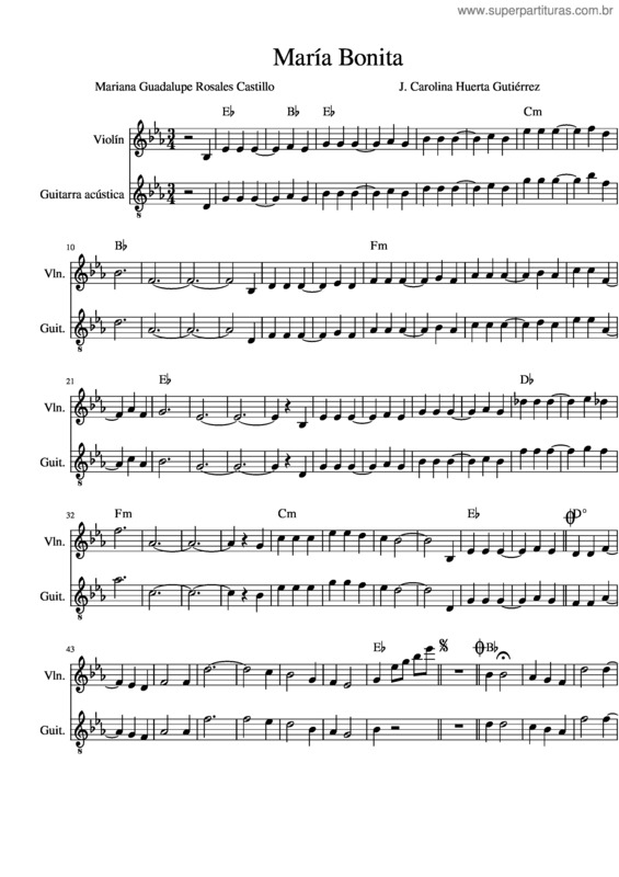 Partitura da música María Bonita v.4