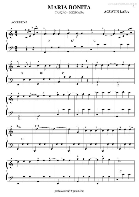 Partitura da música Maria Bonita