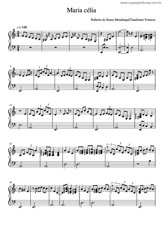 Partitura da música Maria Célia