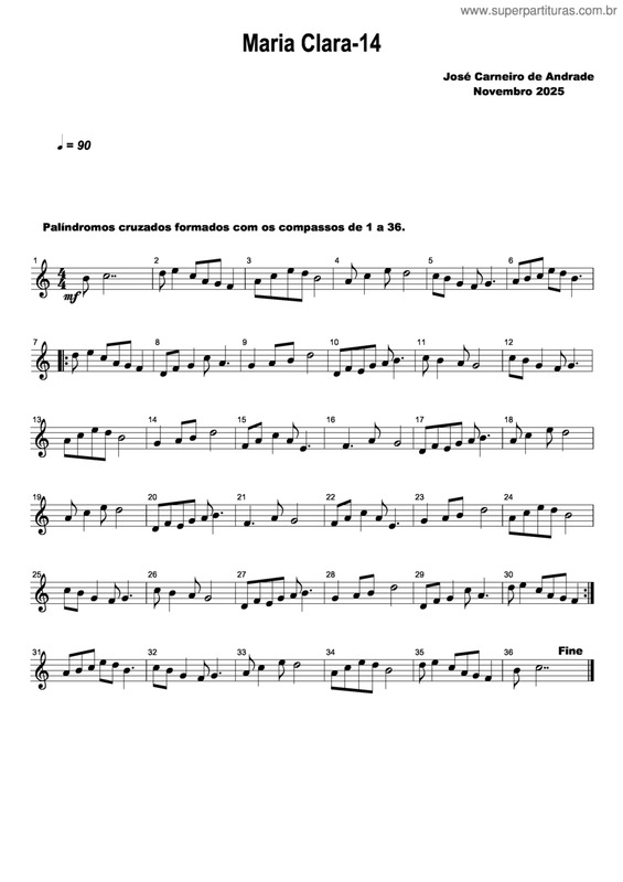 Partitura da música Maria Clara-14
